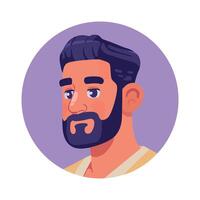 Cartoon Illustration of a Man with a Short Haircut and a Full Beard in a Circle stylized illustration man s head shoulders circle has vector