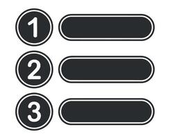 Three numbered list items with rounded rectangles vector