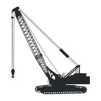 Silhouette of a Large Crawler Crane Used in Construction Projects Black silhouette large crawler crane crane crawler crane construction heavy equipment silhouette machinery vector