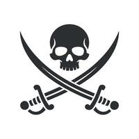 Pirate Skull and Crossed Sabers Graphic Design vector