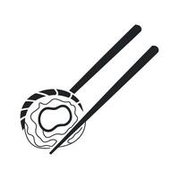 Sushi roll with chopsticks graphic design illustration vector