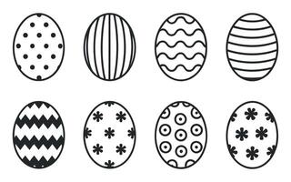 Collection of Decorative Easter Egg Designs in Black and White Outline Six simple black white egg designs with various patterns easter egg easter vector