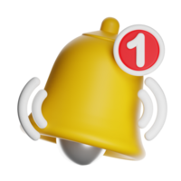 Yellow notification bell ringing with one new message png