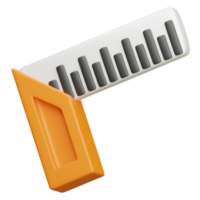 3d illustration of try square combining with data chart bars png
