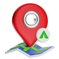 Red location pin pointing on folded map with north symbol png