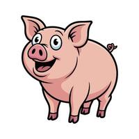 Cartoon Illustration of a Happy Pink Pig with Wide Eyes and Open Mouth Cute cartoon pig happy expression pig cartoon pig happy pig vector