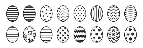 Collection of Simple Black and White Easter Egg Designs Twelve outlined eggs with various patterns easter eggs easter egg designs patterns decorations coloring vector