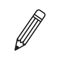 Simple black and white pencil graphic design Outlined icon with simple design writing utensil drawing icon illustration education school art drawing tool line vector