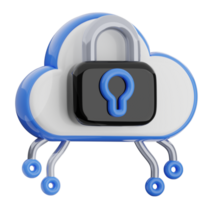 Data security 3d illustration. cloud computing icon. png