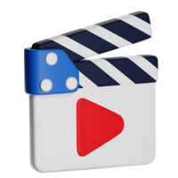 3d clapperboard with play symbol representing filmmaking and entertainment png