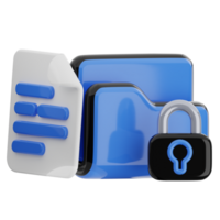 File and folder security 3d illustration. data protection icon. png
