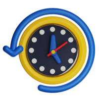 Clock showing time passing with blue circular arrow png