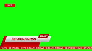 Breaking news lower third animation 4K Background Animation with Green Screen for footage. Modern news concept backdrop video