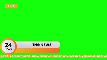 Breaking news lower third animation 4K Background Animation with Green Screen for footage. video