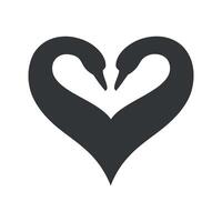 Two Swans Forming a Heart Shape Silhouette Design Simple graphic two swans forming heart shape swan heart love couple silhouette logo icon graphic vector