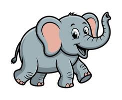 Cute cartoon elephant illustration in walking pose Smiling with large ears and trunk cute animal drawing children kids drawing image graphic happy vector