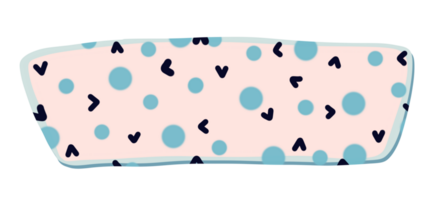 The pastel pink background provides a soft contrast to the scattered darker shapes, creating a charming and visually appealing design. png