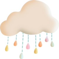 Clouds and round raindrops have natural curves, but they are made to look soft and uncomplicated. png