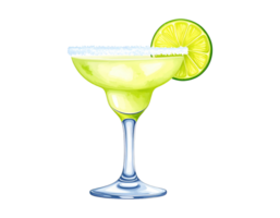 Watercolor Margarita drink illustration with realistic texture. png