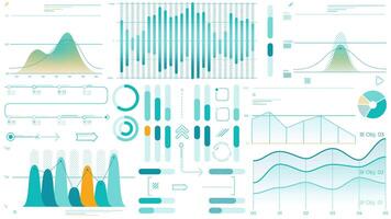 Animated set of charts and business infographic elements video