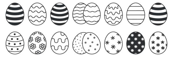 Collection of Simple Black and White Easter Egg Designs Twelve outlined egg designs with various patterns easter eggs easter egg designs egg patterns vector