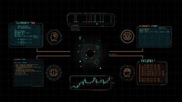 animado exibição com infográfico elementos e computador códigos video