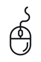 Simple Line Drawing of a Computer Mouse with a Wired Connection black outline computer mouse curved cable computer mouse mouse icon drawing line vector