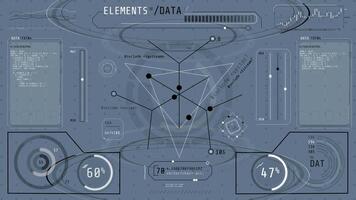 Animation of a high-tech display with various data processing activities video