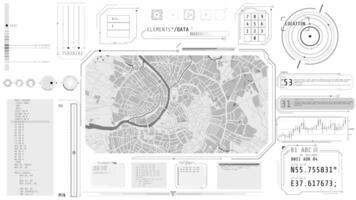 Animation of a high-tech interface with a city map video