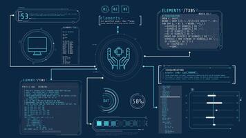 exibição com animado programação códigos e infográfico elementos video