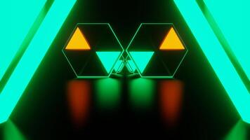 Turquoise and Orange Flashing Hexagon Area Background VJ Loop in 4K video