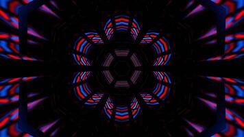 Red and Blue Hexagonal Neon Mirrored Tunnel Background VJ Loop in 4K video