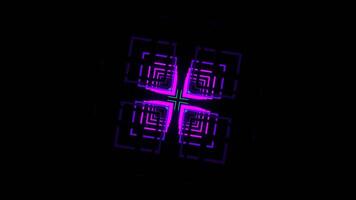 Purple and Turquoise Neon Square Shapes Motion Background VJ Loop in 4K video