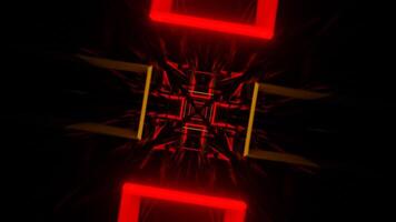Red and Yellow Neon Flashing Mirrored Tunnel Background VJ Loop in 4K video