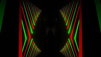 Red and Green Neon Lines Drop in Mirror Corridor Background VJ Loop in 4K video