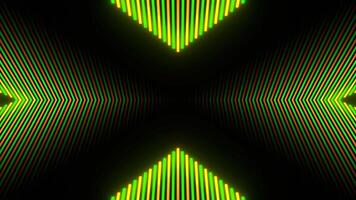 Green and Orange Neon Rays Disappear Into Distance Background VJ Loop in 4K video