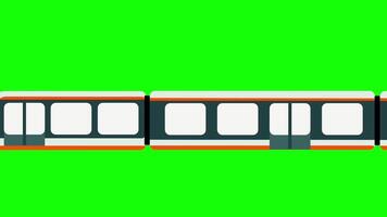 A minimal monorail train is isolated on a bright green screen for seamless use in animations or motion design compositions video