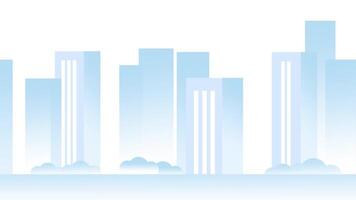 A calm city skyline in soft blue gradients represents the serenity and simplicity of morning light in modern minimalist form video