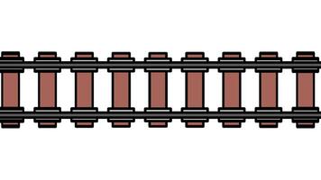 A horizontal train track spans the entire frame in a stylized design, presenting connection, direction, and movement in one symbolic icon video