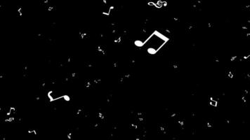 Musical notes, musical symbol floating loop animation on black background video