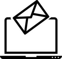 Outline inbox mail laptop icon, message sign symbol. email icon on laptop computer vector