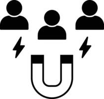 Retention Employee People to Business Company Icon. User engagement icon. Magnet Acquisition Potential Client Icon. a magnet with people and a lightning bolt icons vector