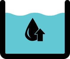 Rise in water level icon. isolated on white background. . water icon with a drop and arrow vector