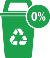 zero waste recycling symbol icon, logo design template. a green trash can with a percentage sign on it vector