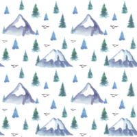 Seamless pattern with mountains and firs png