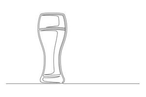 Continuous one line beer glass. Vintage glass isolated on a white background. Beer brewer concept vector