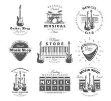 Set of vintage musical labels templates. Elements for design vector