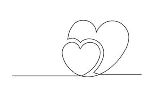 Hearts doodle. Continuous line drawing hearts isolated on white background vector