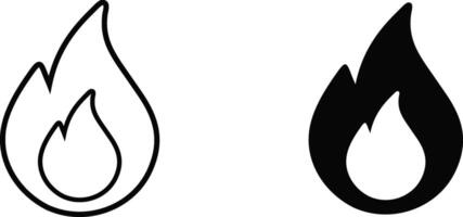 Fire Icon Outline and Solid Colour vector