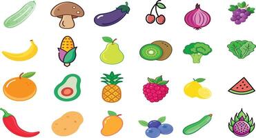 A set of fruit and vegetables icons vector